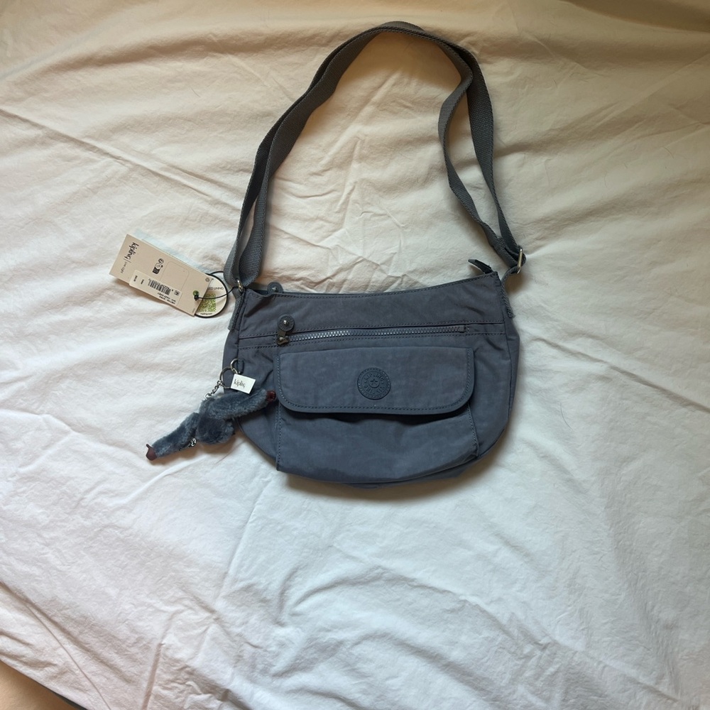 Kipling Syro- Hazy Grey Crossbody Bag with Keychain
